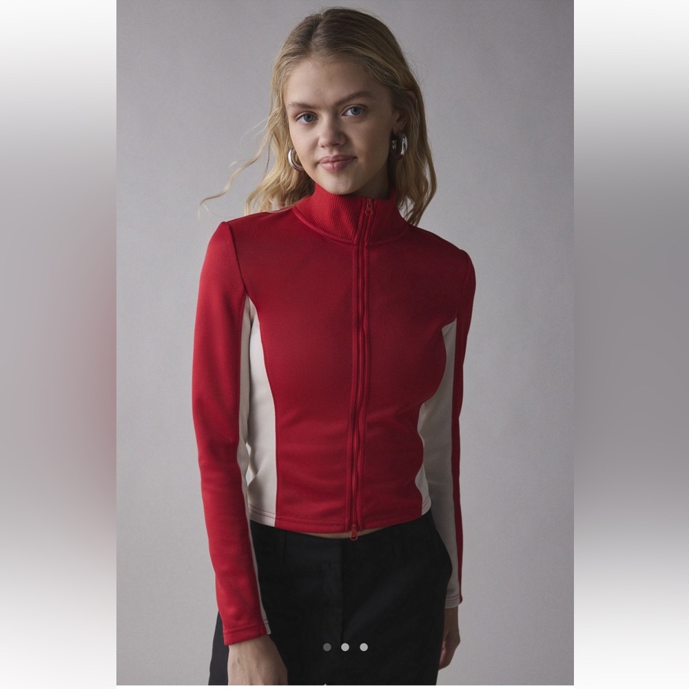 Brand new! Urban outfitters Shaun Red and White Zip-Up Jacket XS